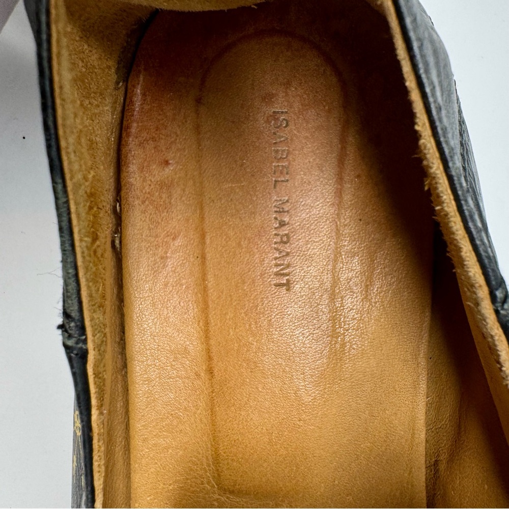 Isabel Marant Printed Stamp Loafer, Size 39, Rare, Black Calf Leather Gold Stamp - Picture 12 of 12